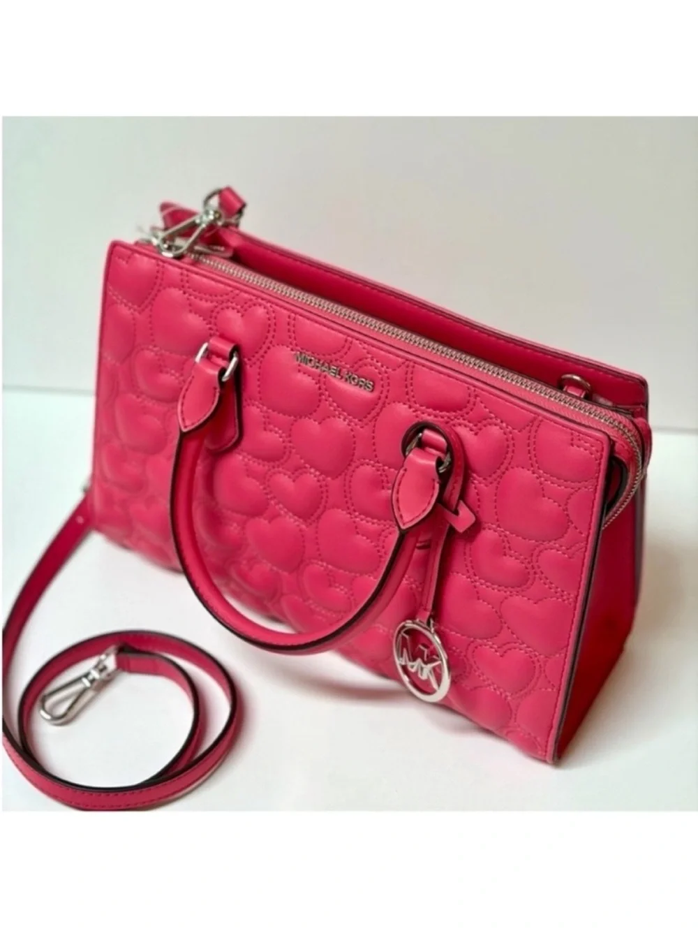 MICHAEL KORS Sheila Medium Heart Embroidered Satchel Crossbody